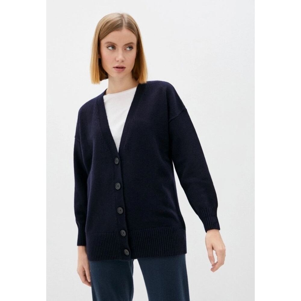 Falconeri Women’s 100% Cashmere Black Buttoned V-neck Cardigan Sweater Size M/L